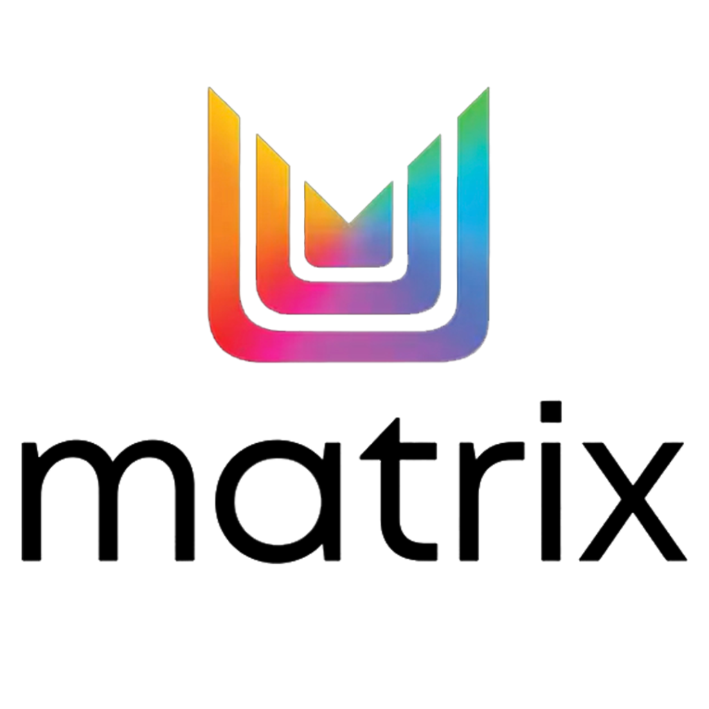 Image of Matrix brand logo to find top products to get the look on hair and beauty trends 