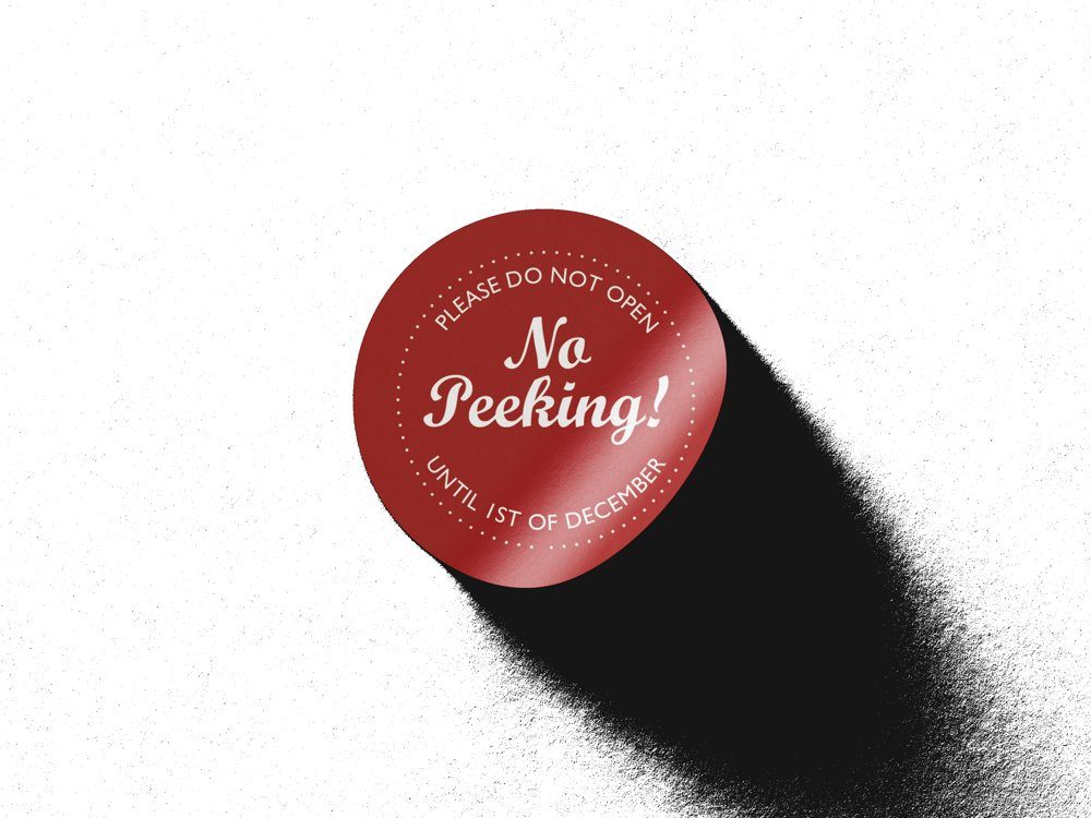 No Peeking until 1st December advent calendar sticker