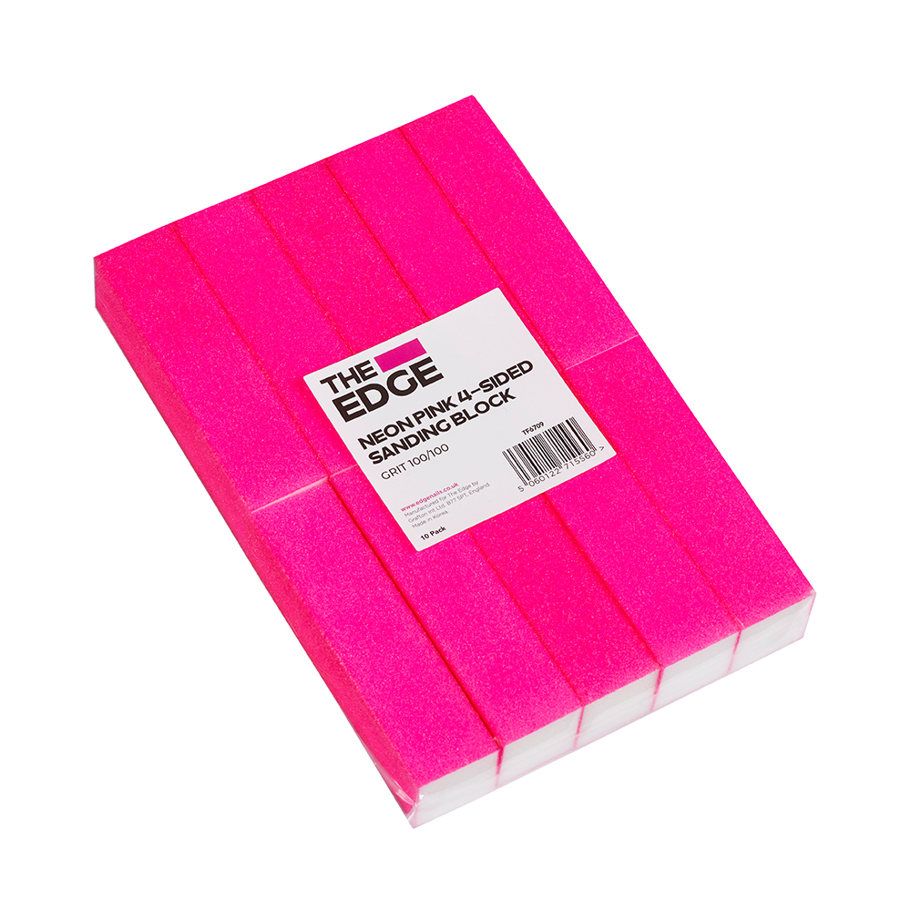 The Edge Sanding Block - Pink 4 Sided 100/100 Pack of 10