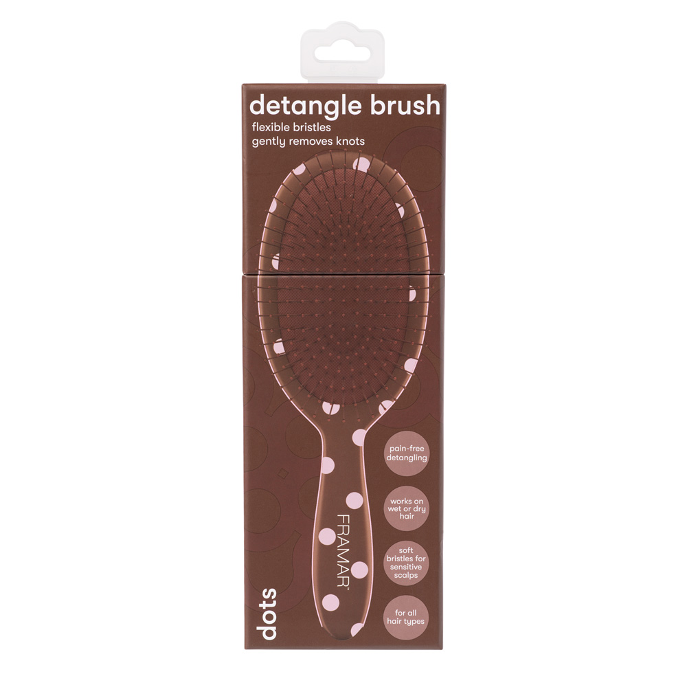 Framar Detangling Brush - Pink Dots on Chocolate