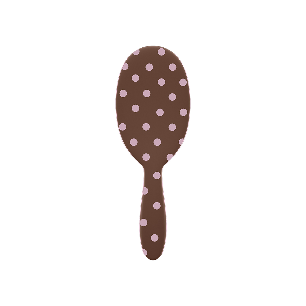 Framar Mini Detangling Brush - Pink Dots on Chocolate
