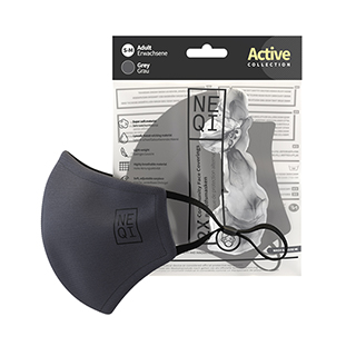 Neqi Grey Active Face Covering - Medium/ Large - Pack of 2