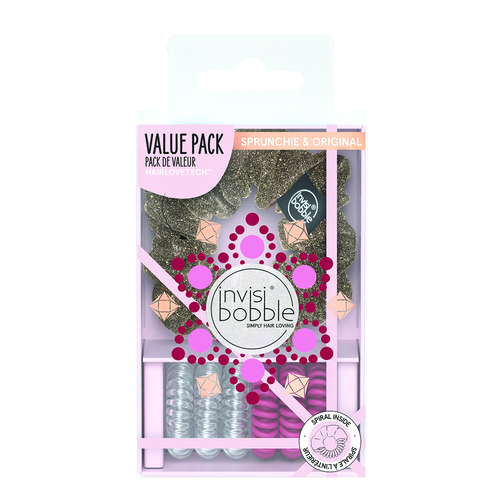 Invisibobble Value Set - Queen For A Day 7pc - 1 Sprunchie and 6 Original Bobbles
