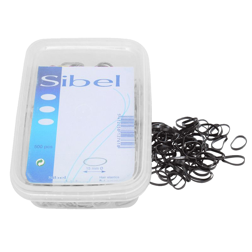 Sibel Fancy Black Hair Elastics Box 500