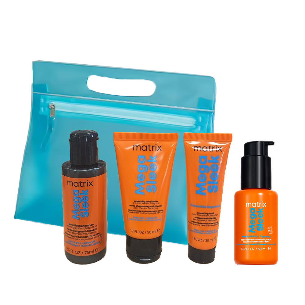 Matrix Mini Gift Pack in Blue Washbag - Mega Sleek Minis and Full Size Top Coat 50ml