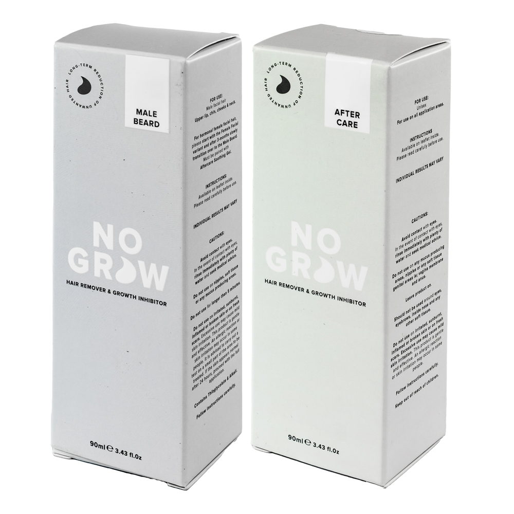 No Grow Duo Pack - Male Beard Hair Remover and Soothing Aftercare Gel